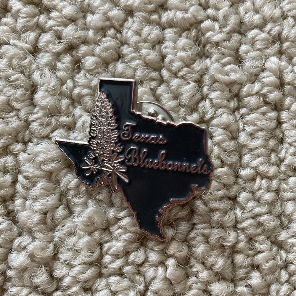 NEW Texas Bluebonnets Small Pin State Flower Silver Black 1.25” Brooch NWOT